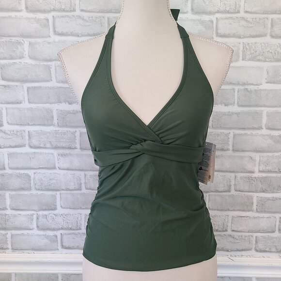Athleta Tops - Athleta Tara Halter Tankini Top Green Swim Size 34 B/C NEW Beach $72